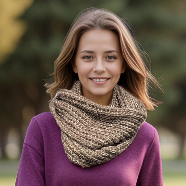 Catur - Knitted Glitter Double Snood - Mink