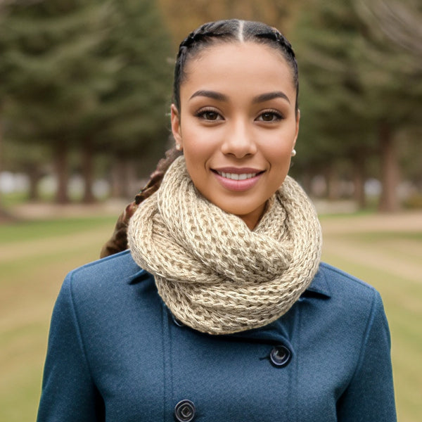 Catur - Knitted Glitter Double Snood - Cream