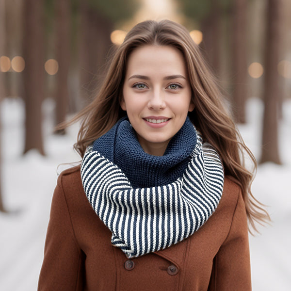 Pandji - Half & Half Double Snood - Navy Blue