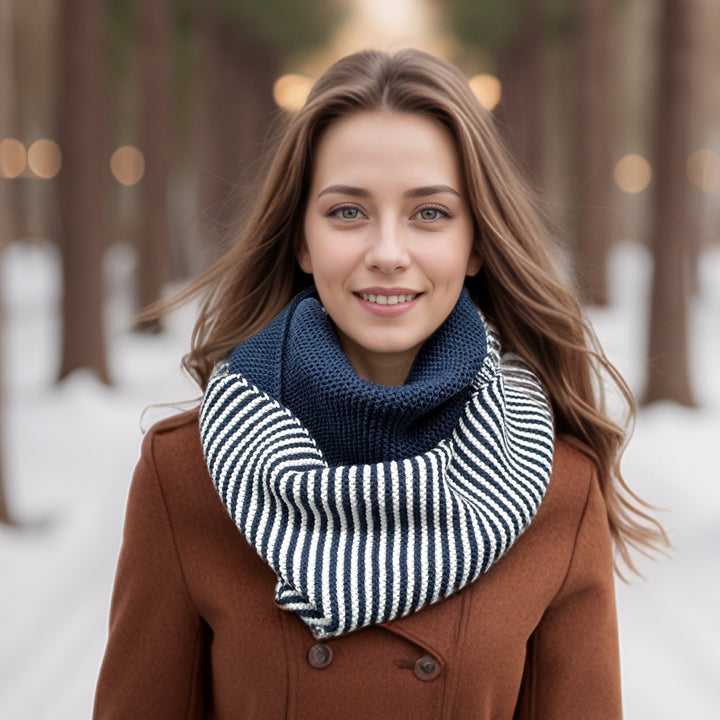 Pandji - Half & Half Double Snood - Navy Blue