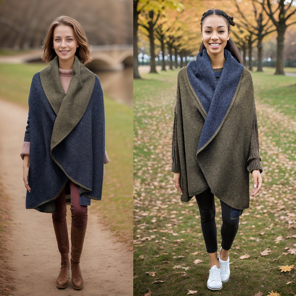 Sleeveless Reversible Jacket - Green/Navy (One Size)