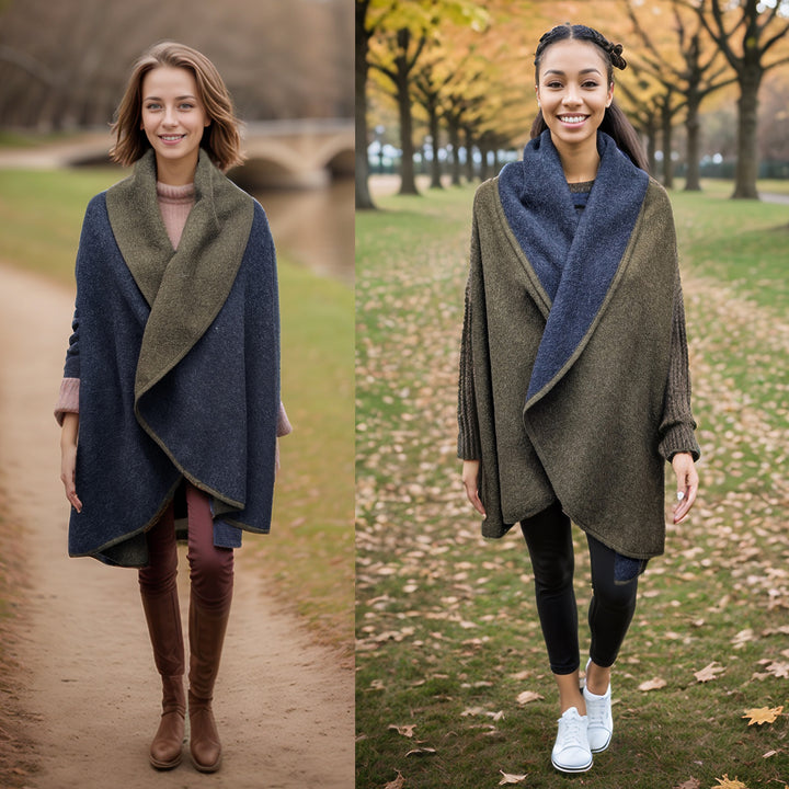 Sleeveless Reversible Jacket - Green/Navy (One Size)