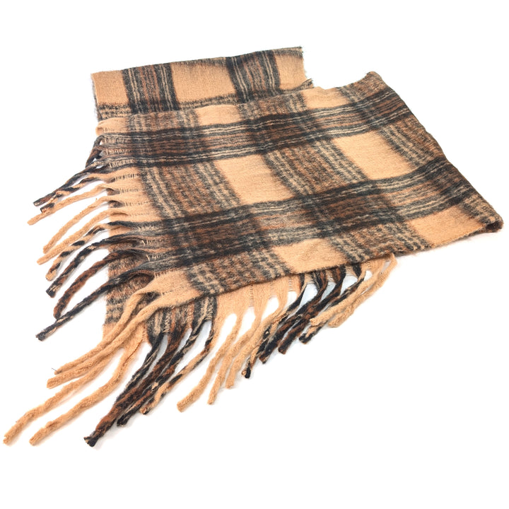 White Neutrals Check Plaid Poncho - Thick Cosy Feel