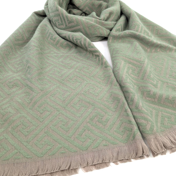 Cekik - Maze Pattern Pashmina Scarf (65x185cm) - Green