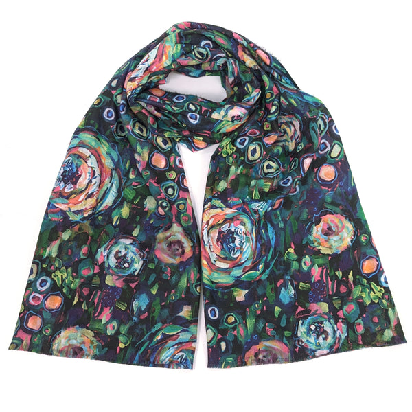 Segara - Abstract Floral Scarf (70x180cm) - Green