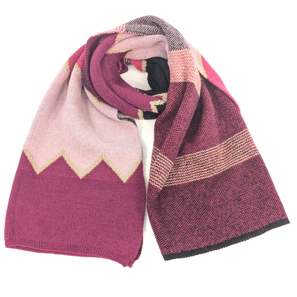 Candi - Knitted ZigZag Scarf (55x180cm) - Pinks