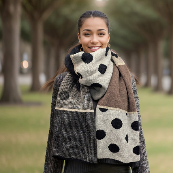 Dasa - Knitted Spotty Scarf (55x180cm) - Coffees