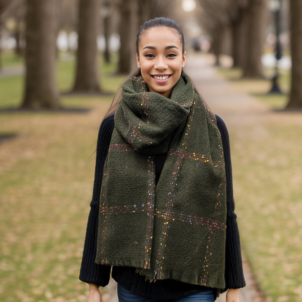 Pantai - Spotty Boxy Thick Scarf (60x180cm) - Racing Green