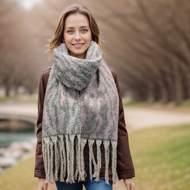 Alila - Extra Thick Animal Print Scarf (40x180cm) - Pink