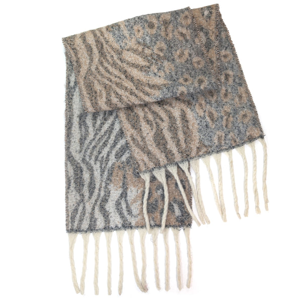 Alila - Extra Thick Animal Print Scarf (40x180cm) - Latte