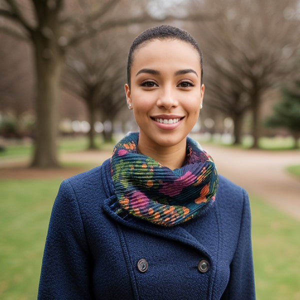 Teal Garden Magnetic Neck Scarf - Exclusive Design