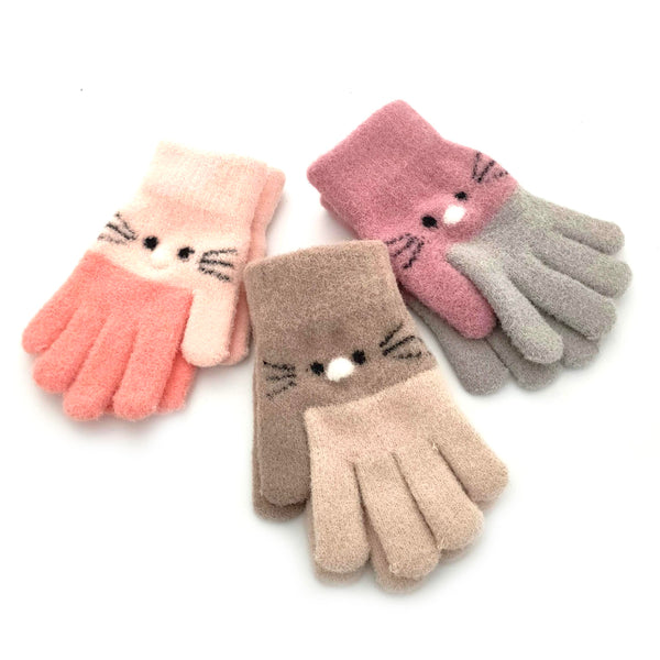 Mitaines rayées multicolores avec ficelle - 12 couleurs assorties (3-5 ans)