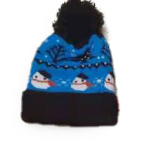 Bonnet de Noël à pompon pour enfants (4-8 ans) - Bonhomme de neige bleu