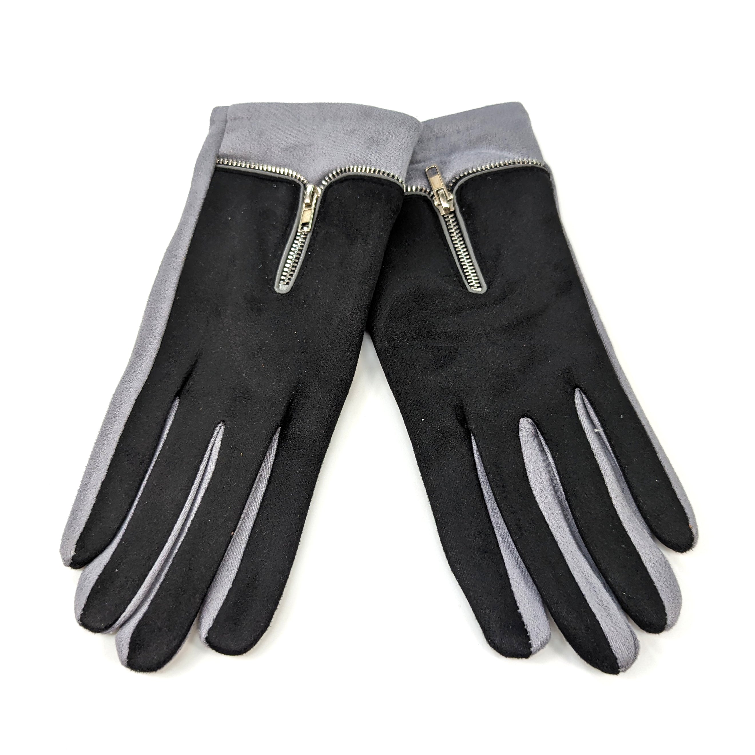 Zip Detail Gloves - Grey