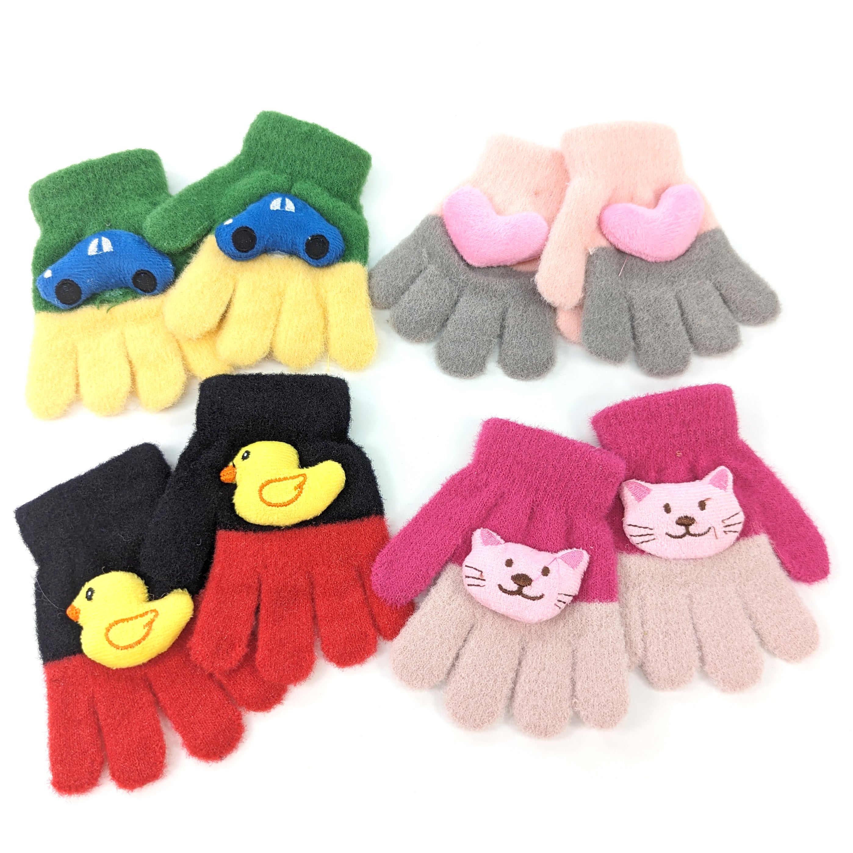 Kids Gloves - 12 Assorted - 4 Designs (Age 1-4)