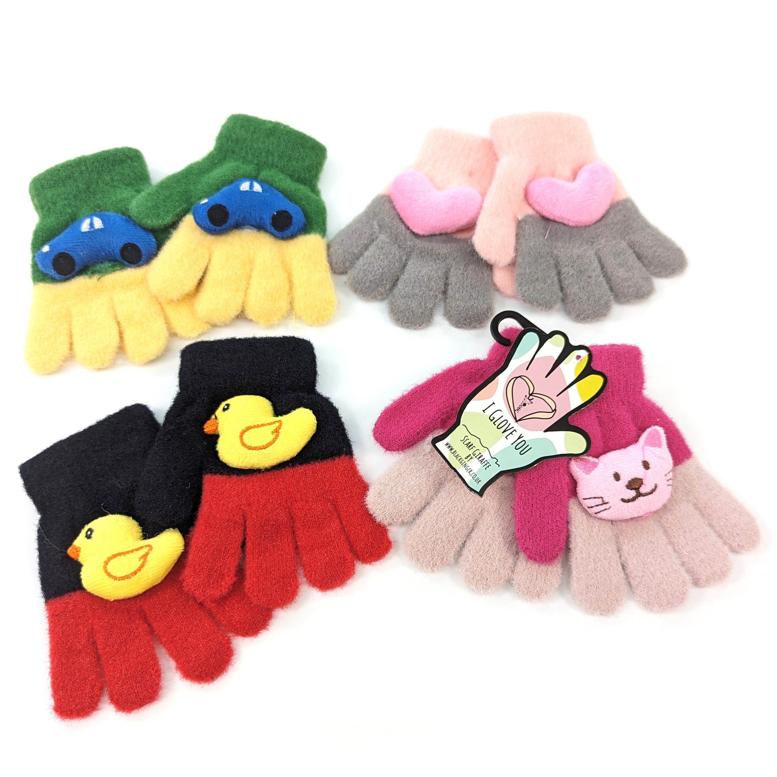Kids Gloves - 12 Assorted - 4 Designs (Age 1-4)