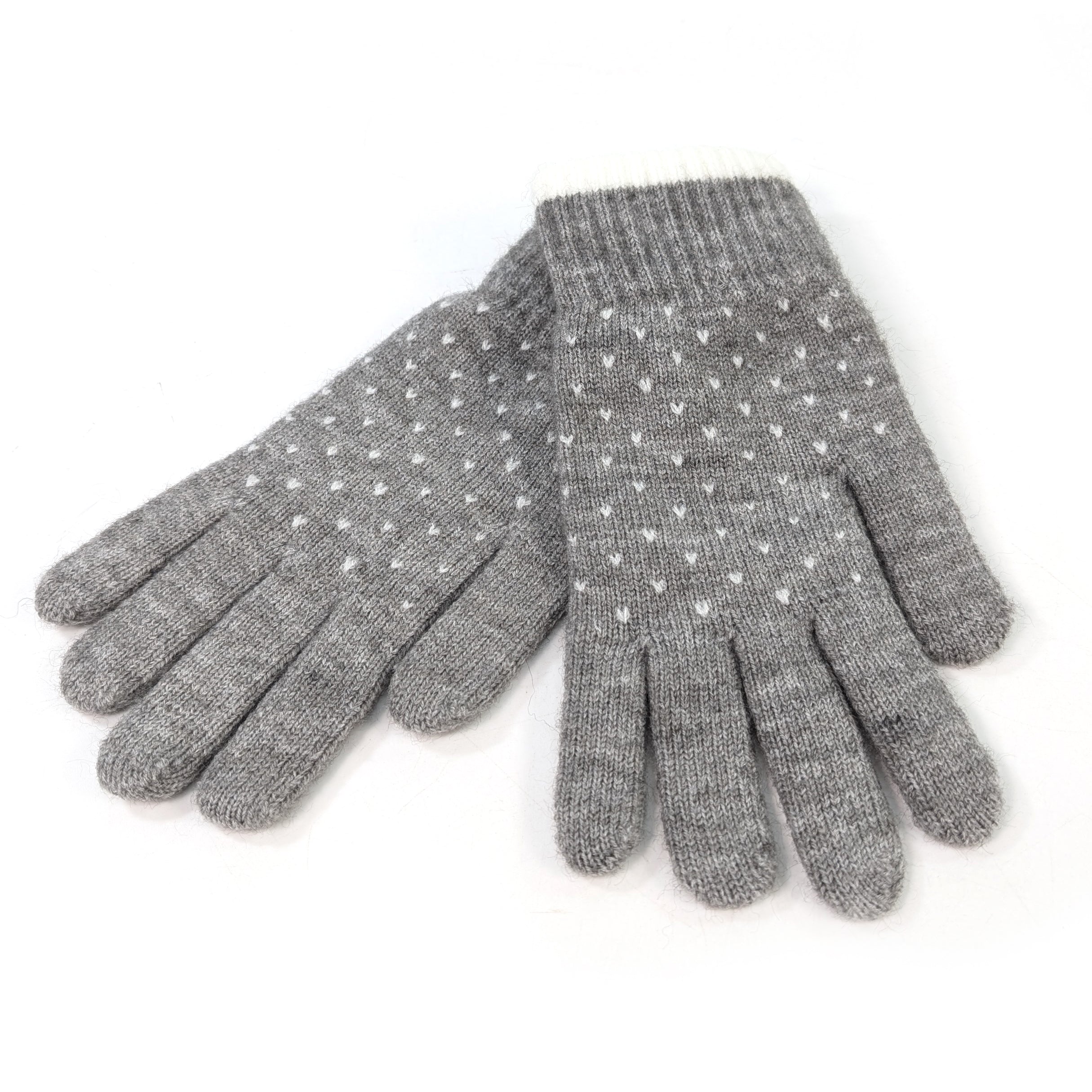 Tiny Hearts Gloves - Grey