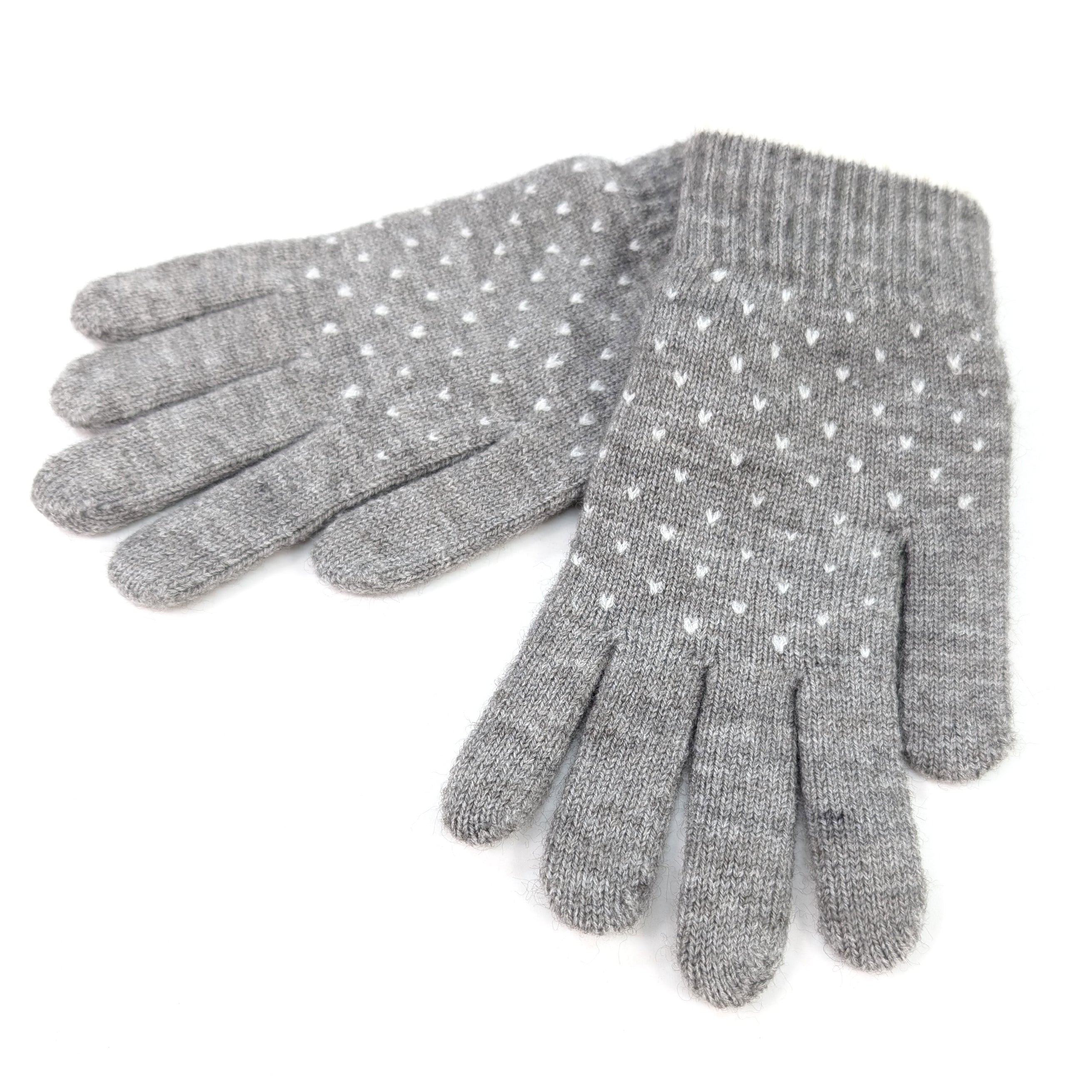 Tiny Hearts Gloves - Grey