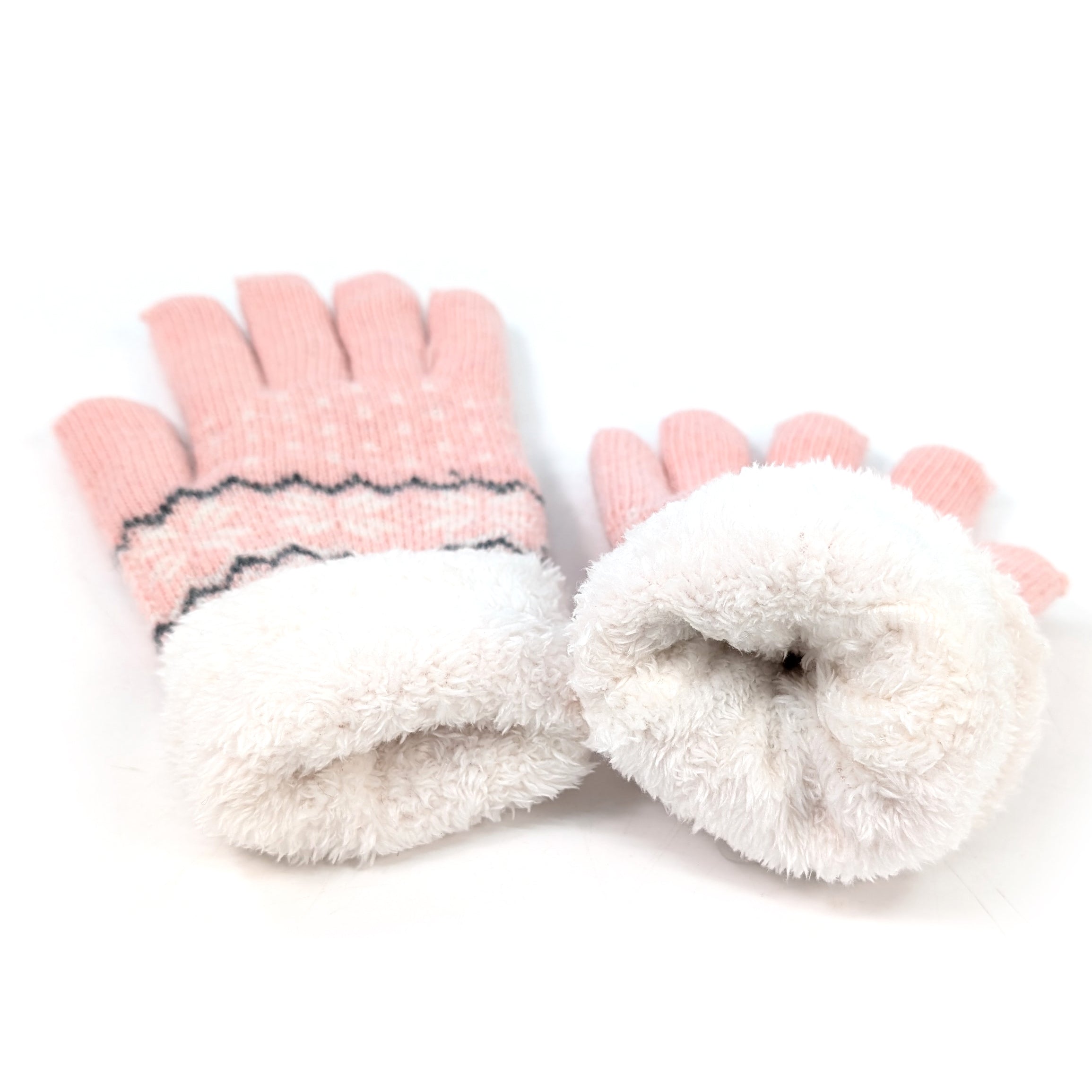 Fluffy Nordic Gloves - Pink