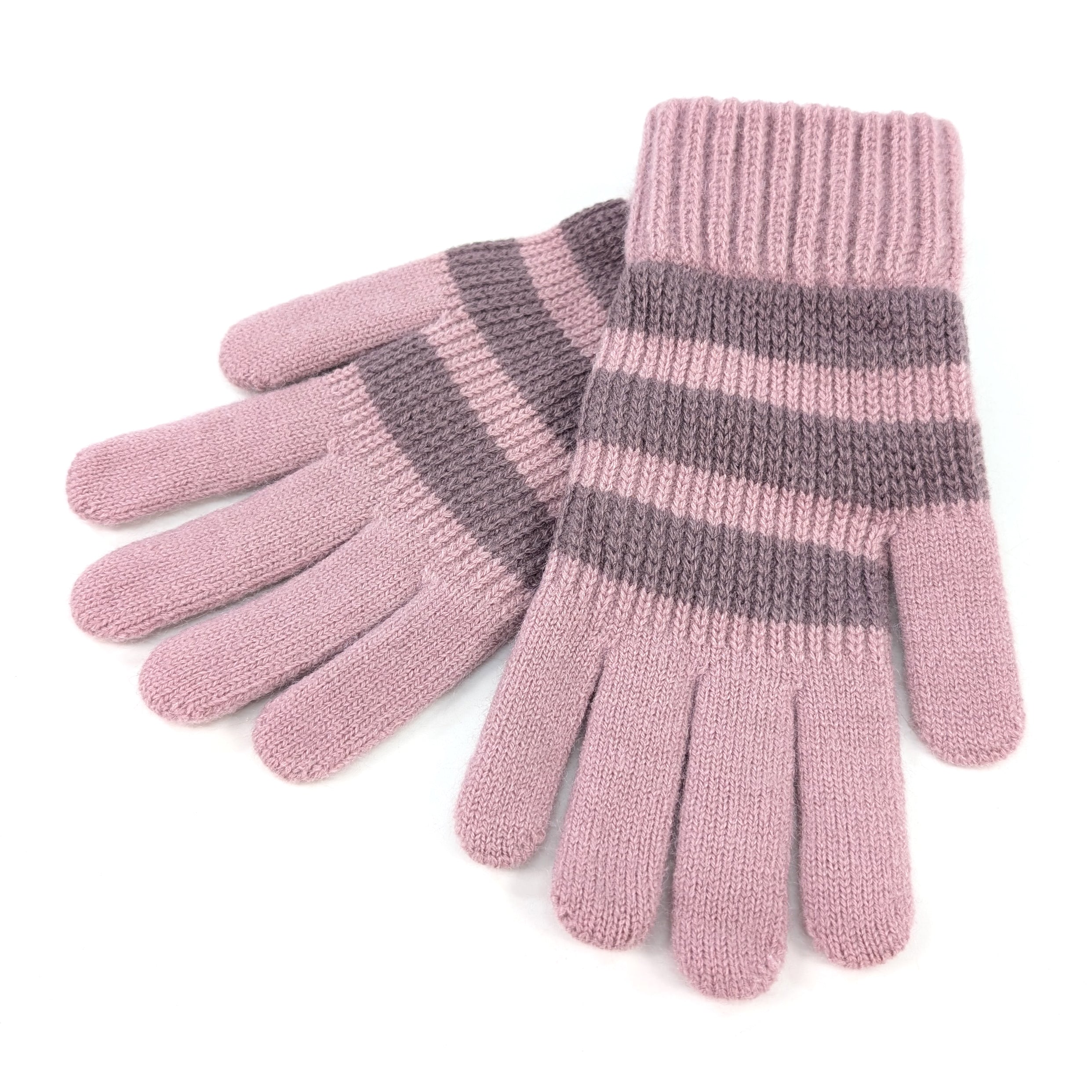 Stripy Children's Gloves (Large) - Purple