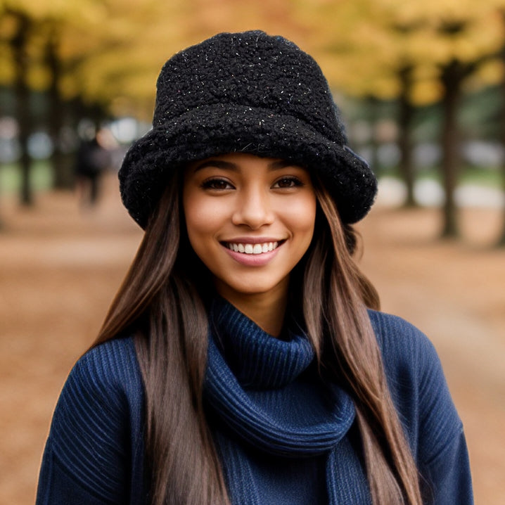 Teddy Bear Sparkling Bucket Hat - Black