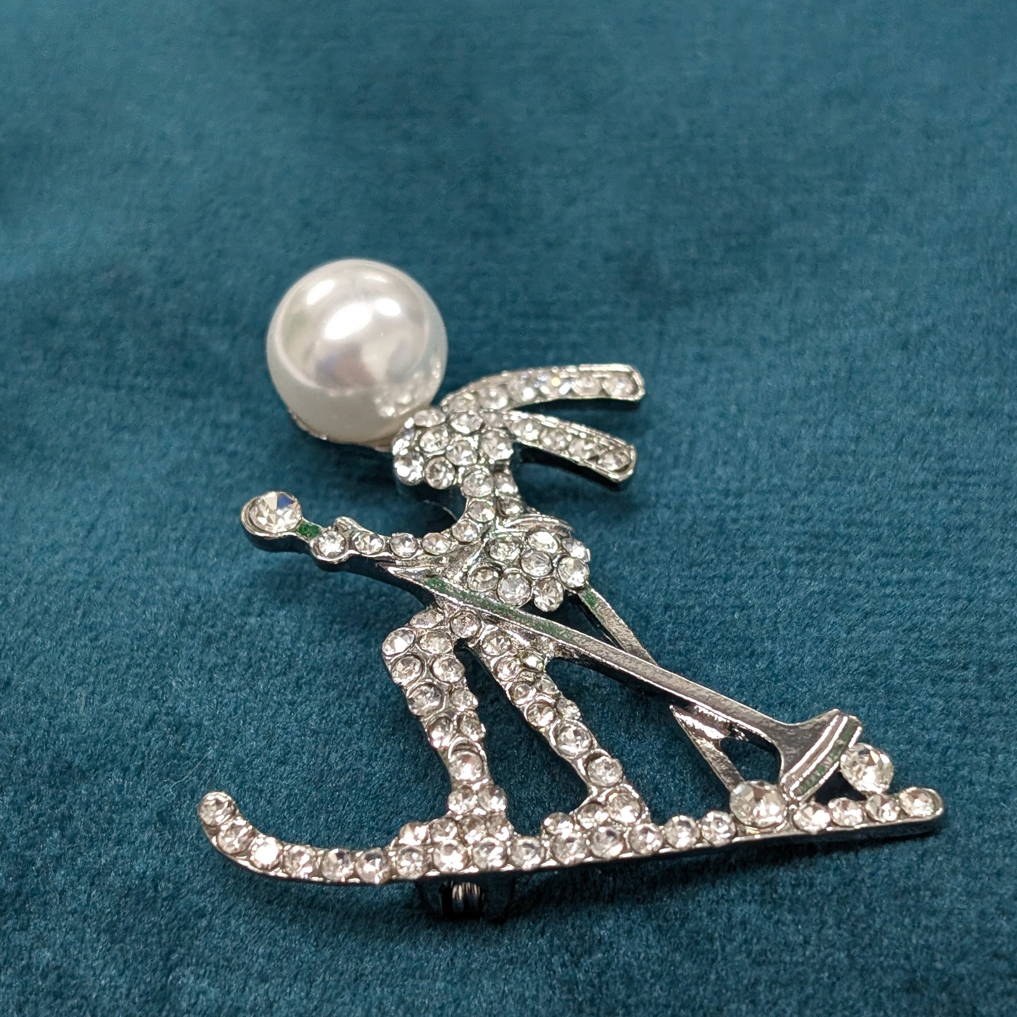 Sparkling Skier Brooch