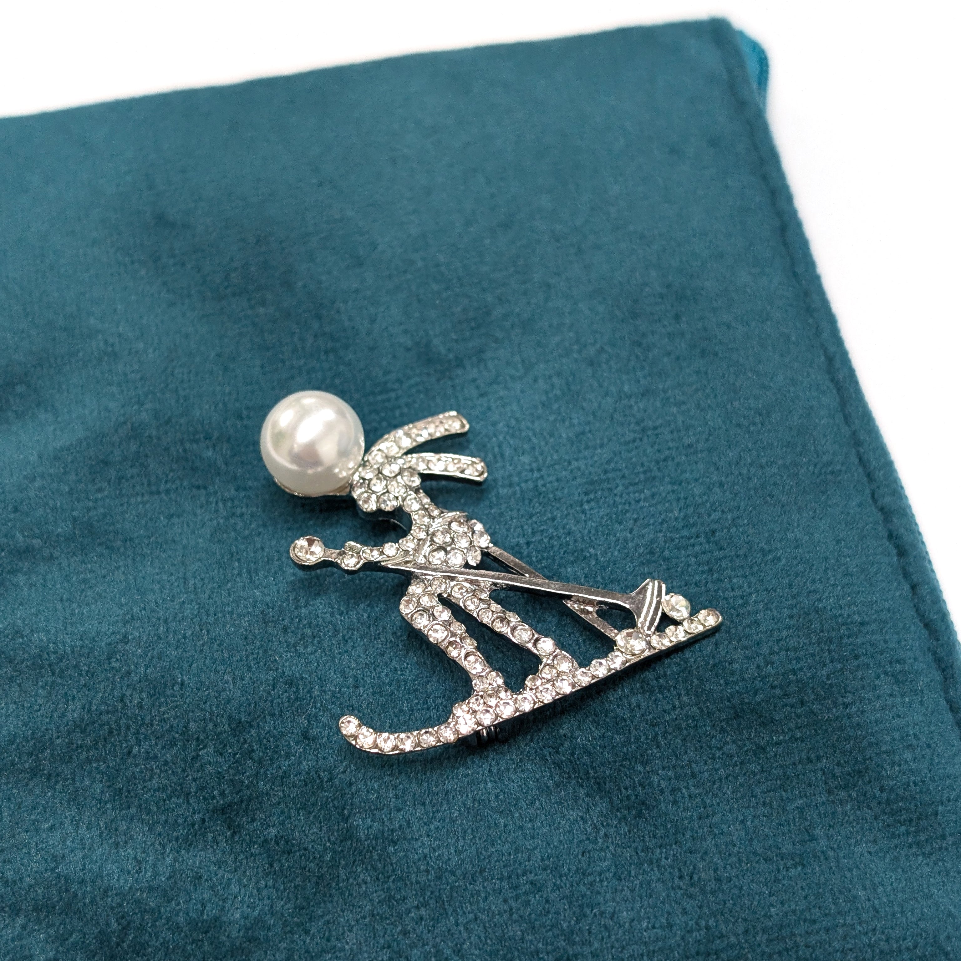 Sparkling Skier Brooch