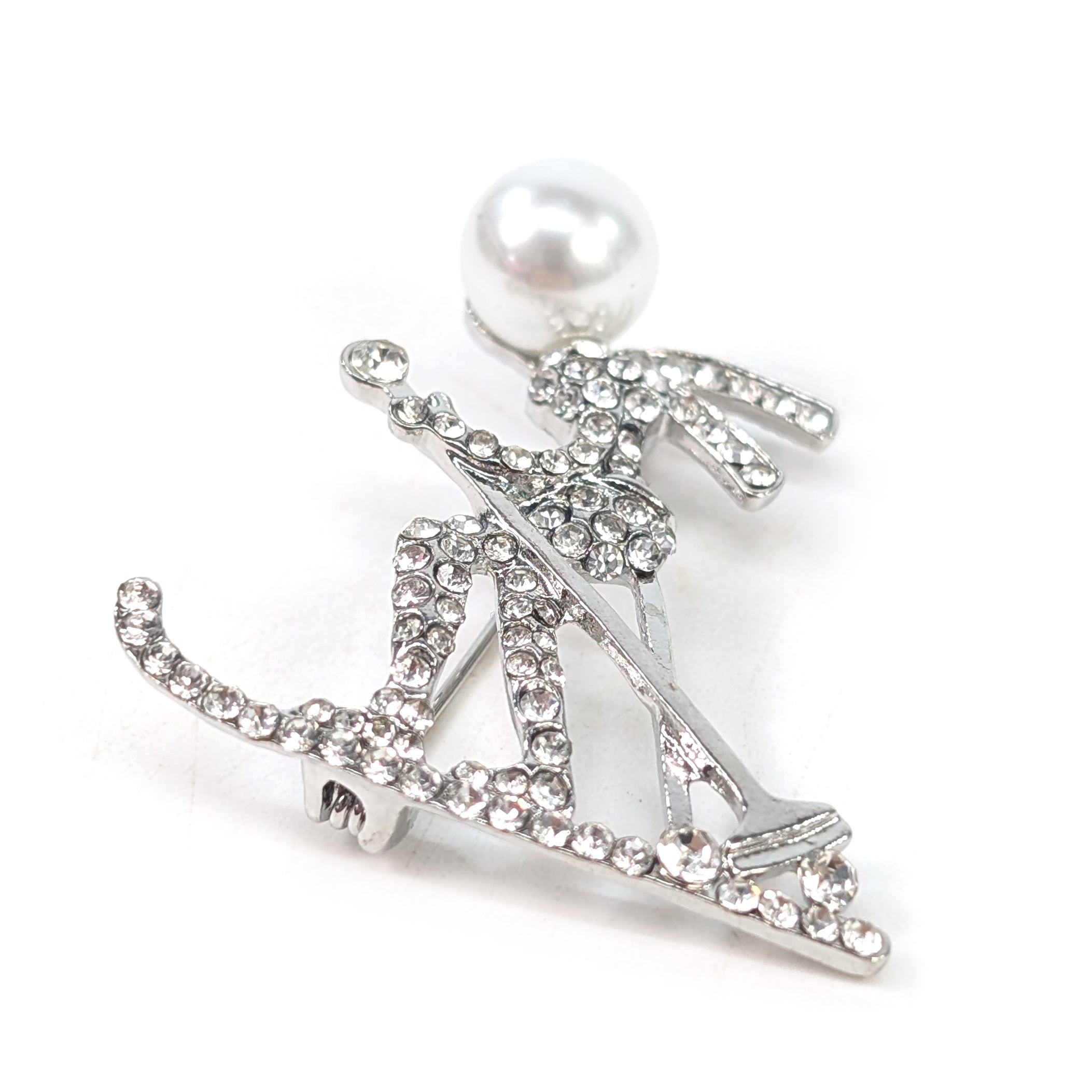 Sparkling Skier Brooch