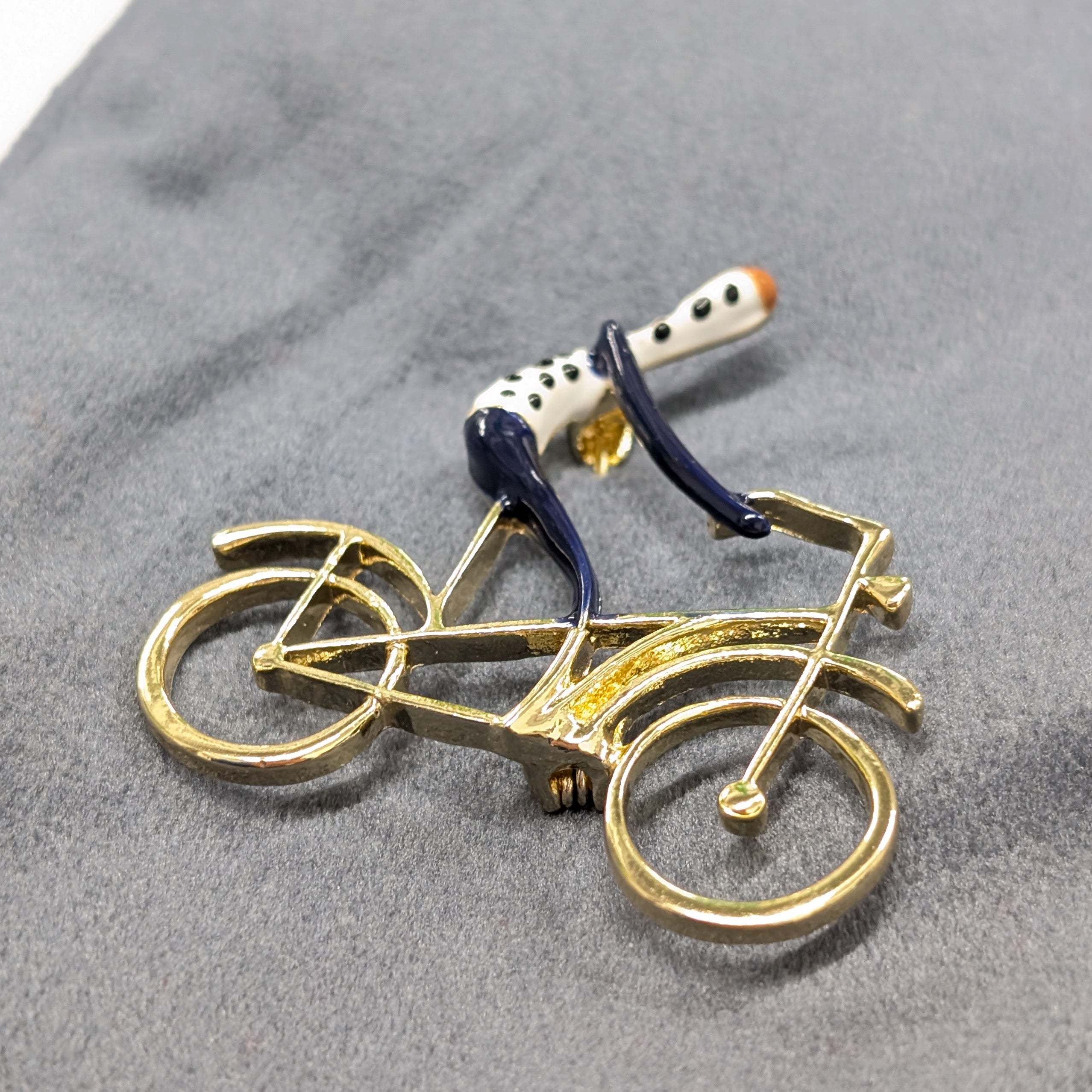 Gold Cyclist Brooch