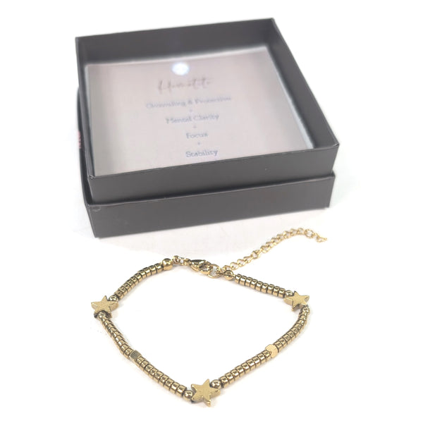 Hematite Stars Bracelet - Gold