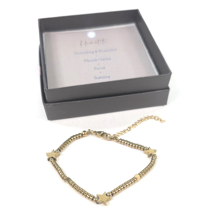 Hematite Stars Bracelet - Gold