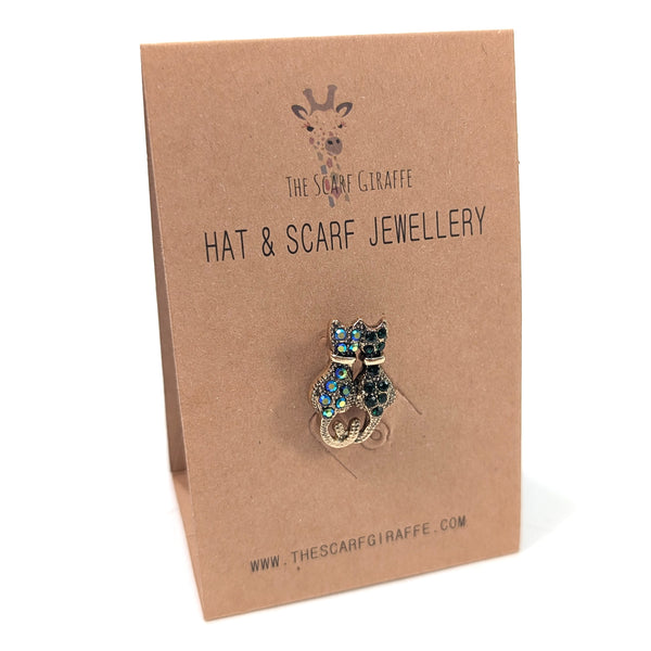 Hat & Scarf Jewellery on Card - Gold Cat
