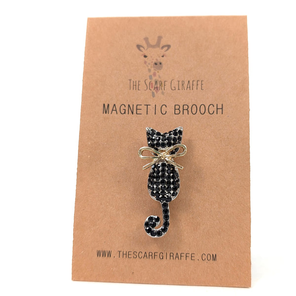 Magnetic Brooch - Black Cat & Bow