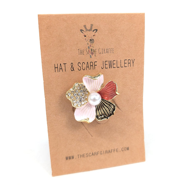 Pearly Pink Flower Brooch