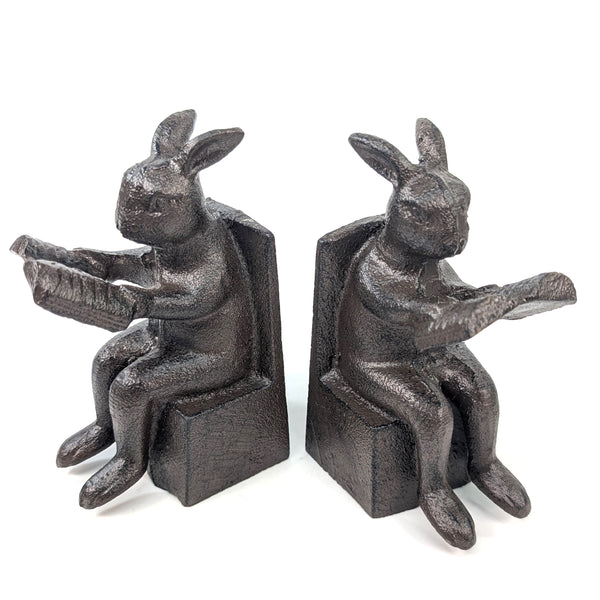 Cast Iron Bookends - Reading Rabbits
