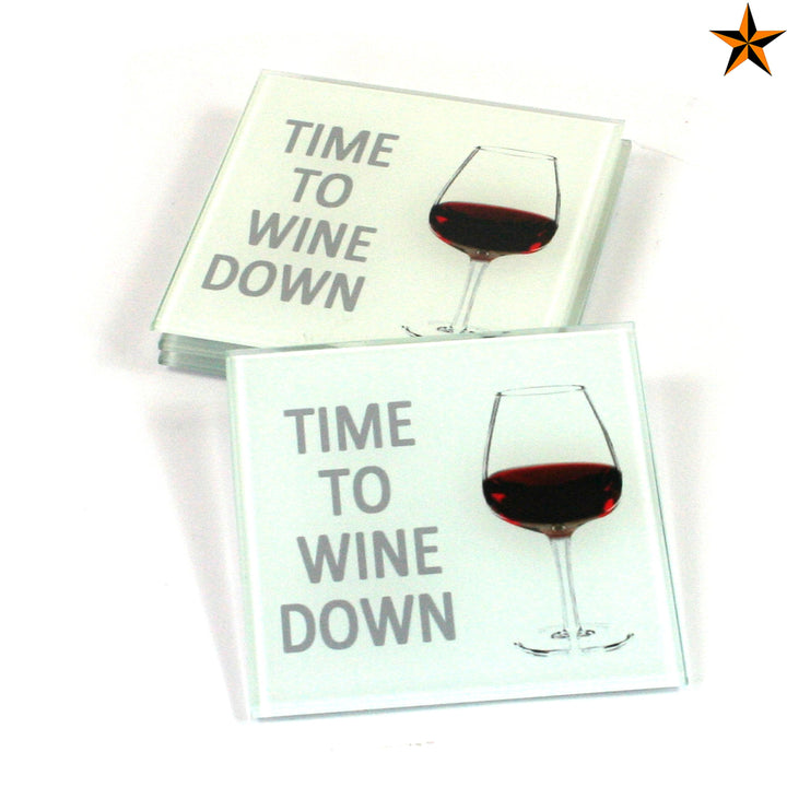 S/4 Glass Coasters - Wine Down 1