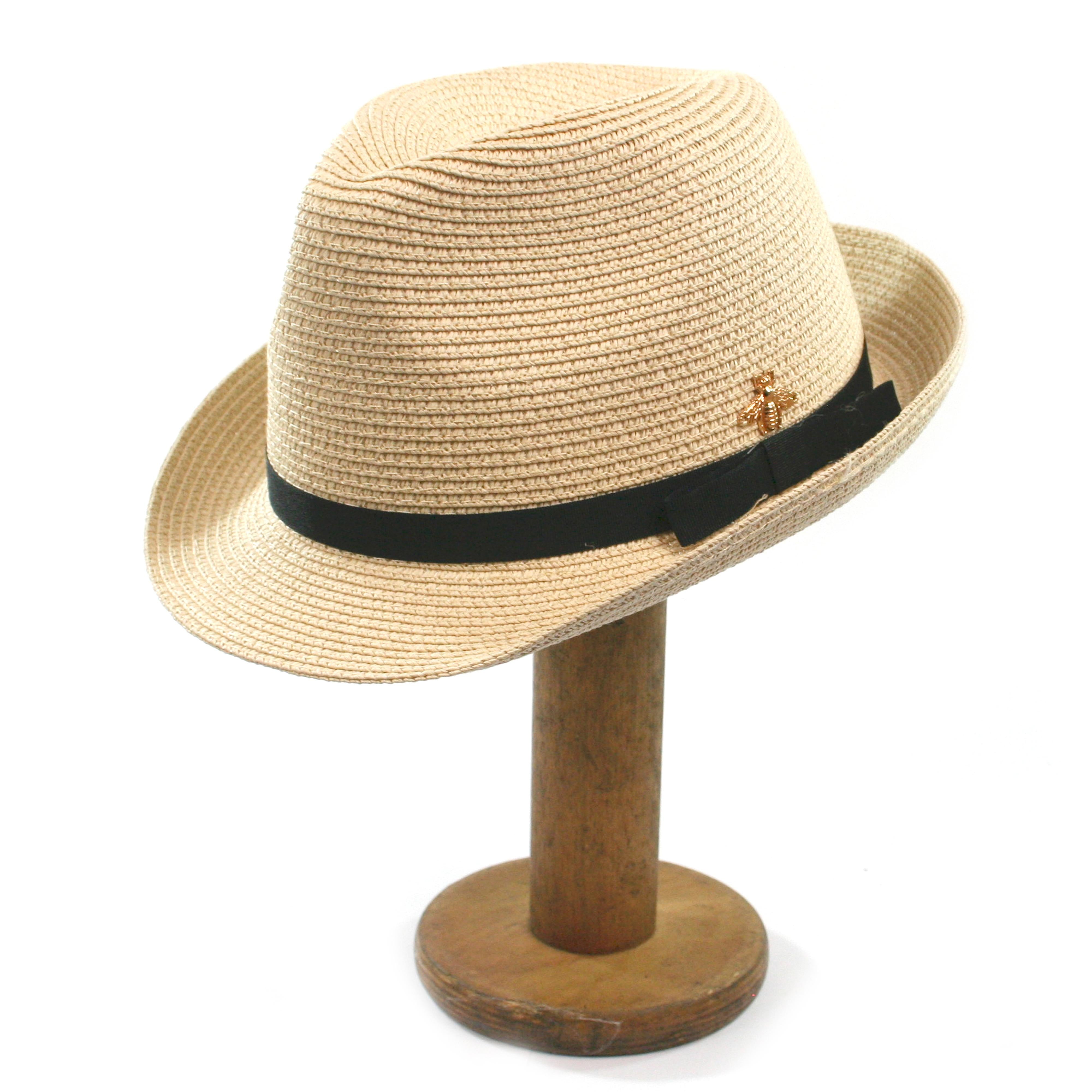 Trilby Style with Bee Detail Foldable Hat (with Bag) 1