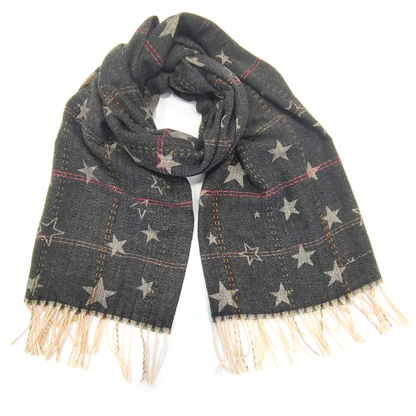 Boilleau - Multi Stars Thick Scarf - Black (65x180cm)