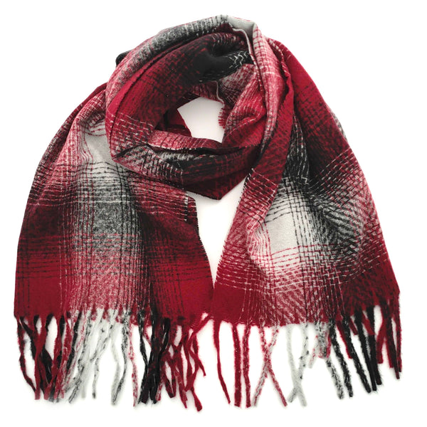 Belen - Rich Red Check Scarf (65x180cm)