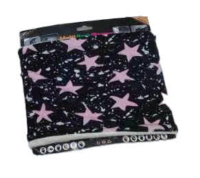 Childs Neck Warmer (Lined) - Black/Pink Stars