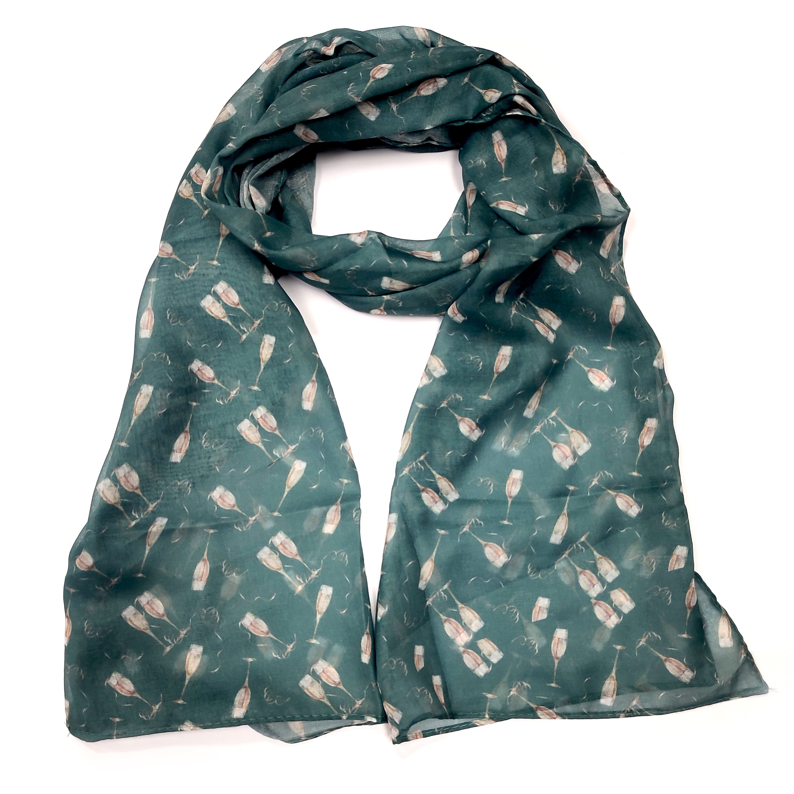 Champagne Party Scarf (50x180cm) - Green - Exclusive Design