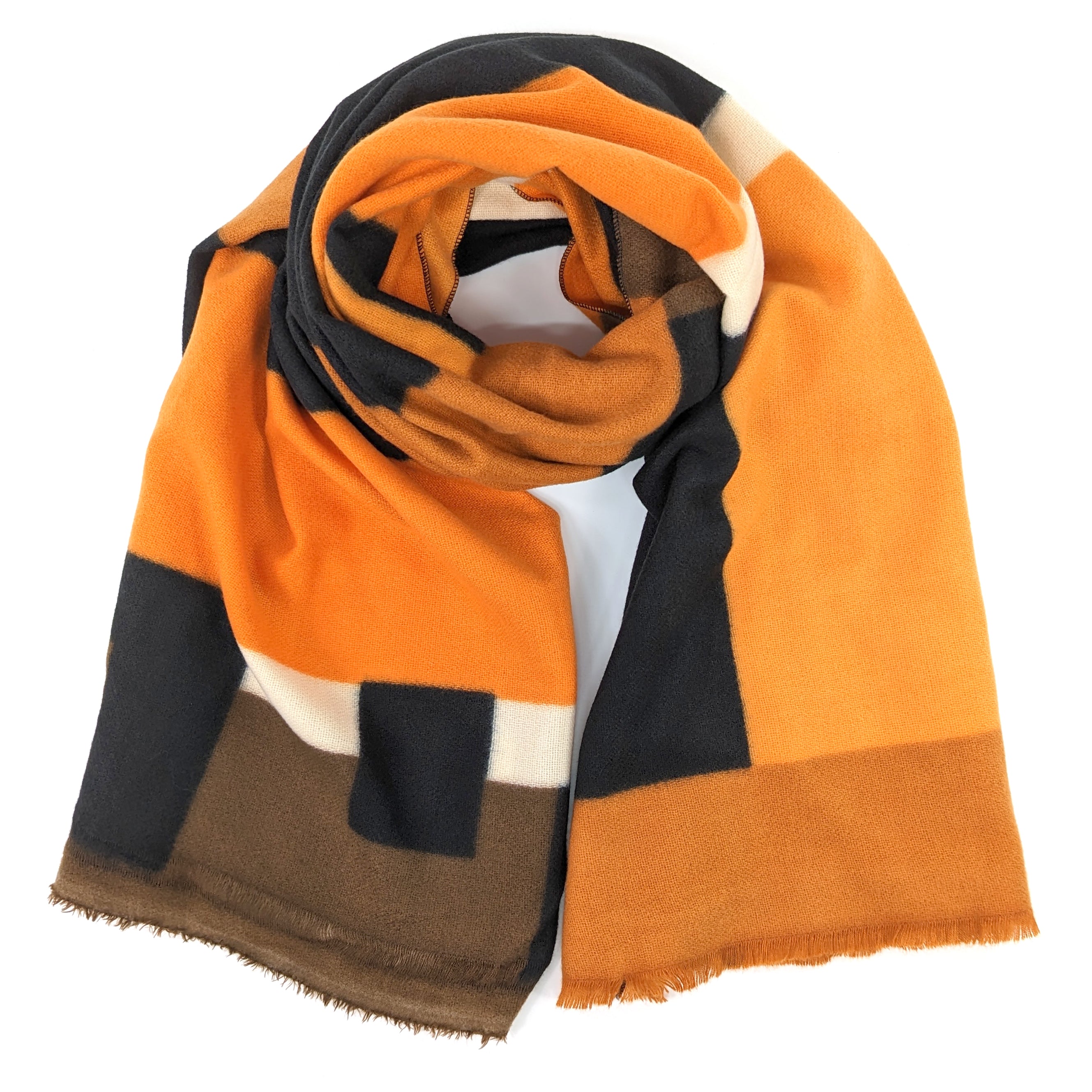 Eix - Colour Block Scarf/Shawl (80x180cm) - Marmalade Orange