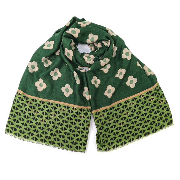 Chloris Flower Scarf - Forest Green (50x180cm)