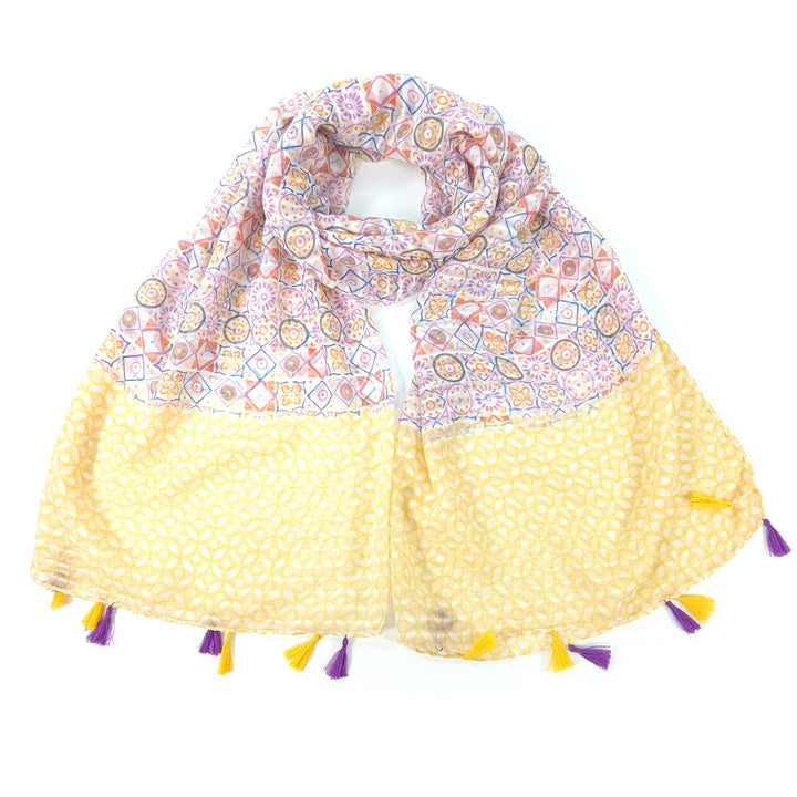 Tayet - Mosaic Tiles Scarf - Yellows (80x180cm)