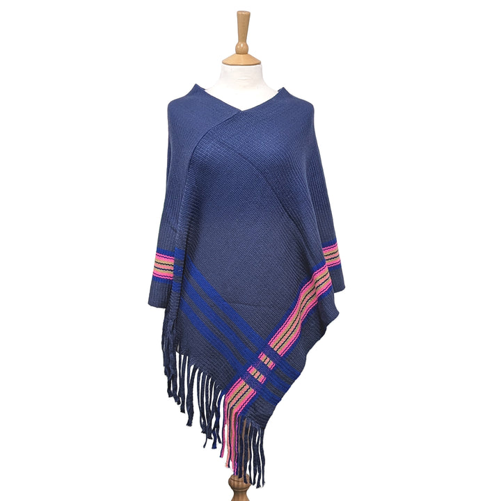 Nona - Knit Poncho - Navy Neon (80x80cm)