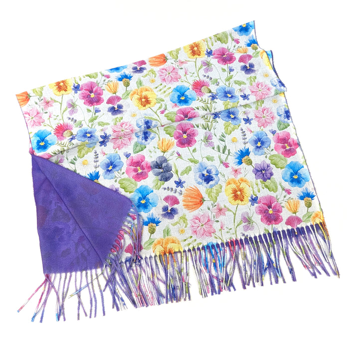 Pretty Pansy Pashmina Style Scarf - Exclusive Design (70x180cm)