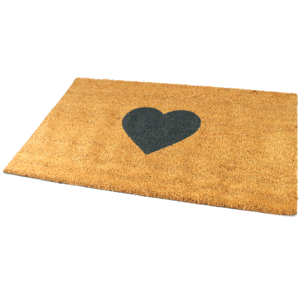 Tapis de porte en coco design cœur | 75 cm x 45 cm | Durable, antidérapant et respectueux de l'environnement