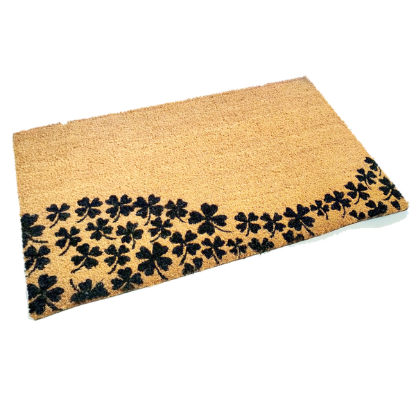 Paillasson en fibre de coco trèfle à quatre feuilles avec motif ondulé | 75 cm x 45 cm | Durable, antidérapant et respectueux de l'environnement