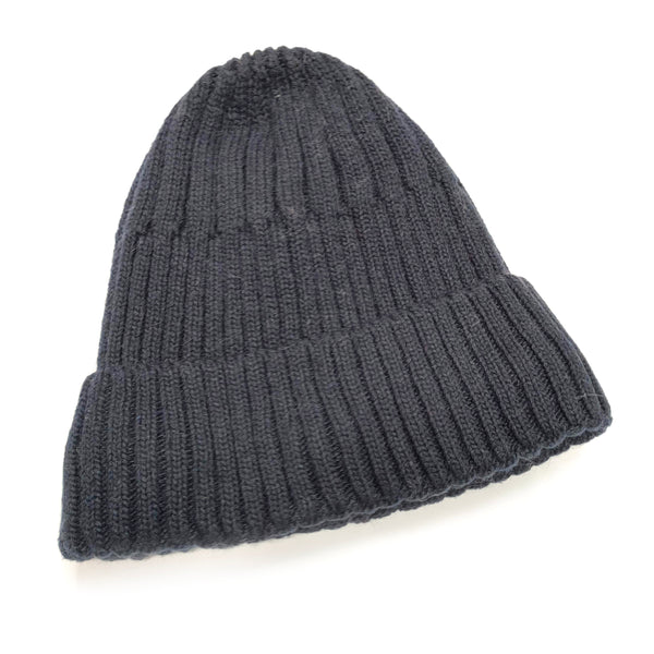 Knit Style Beanie Hat - Navy Blue
