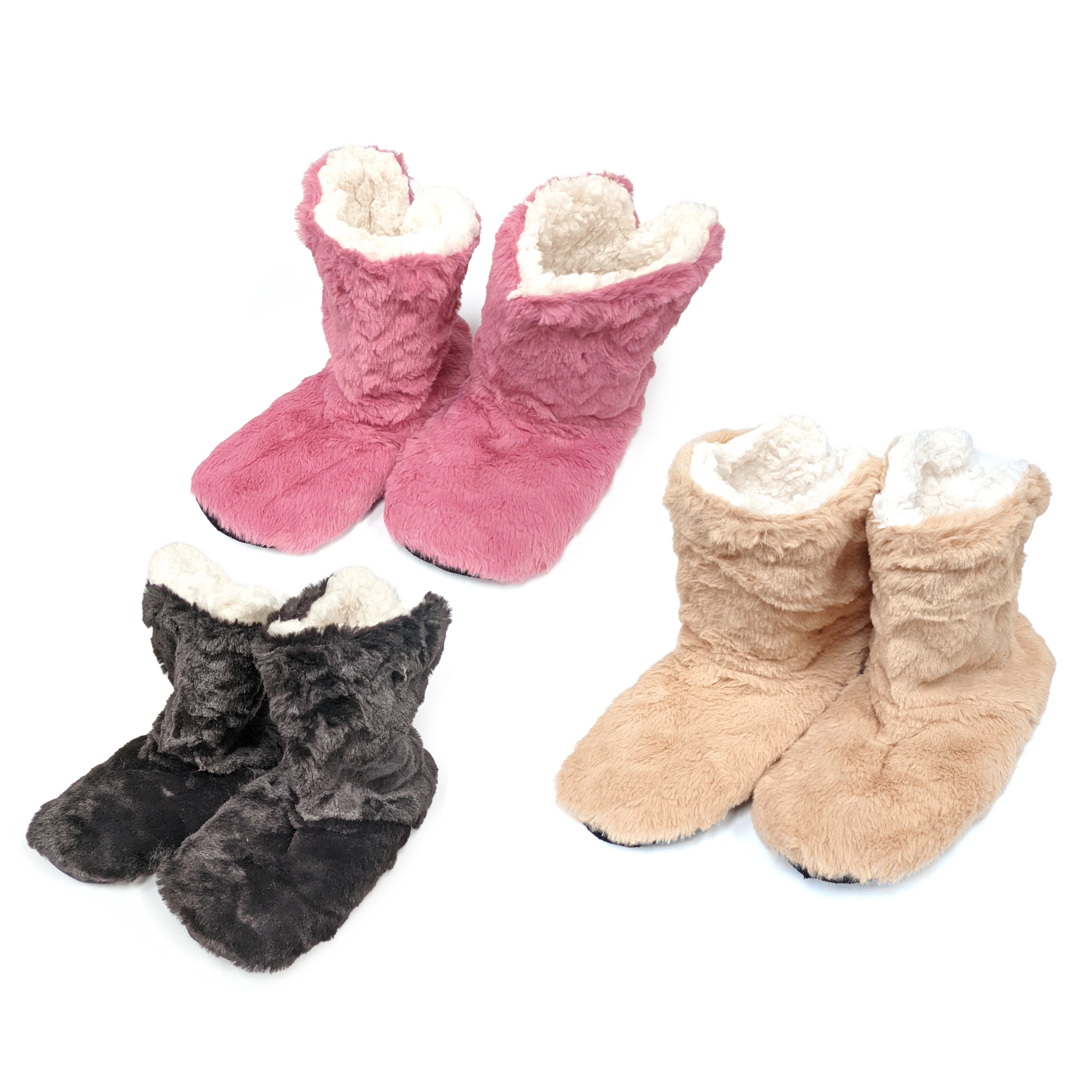 6 Assorted Slipper Boots - 3 Colours - Navy, Biscuit and Pink